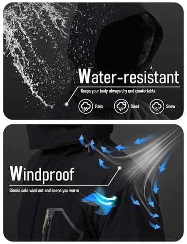 MAGCOMSEN Mens Ski Jacket Water Resistant Fleece Jackets for Men Insulated Rain Jacket Winter Coats with Pockets Black L