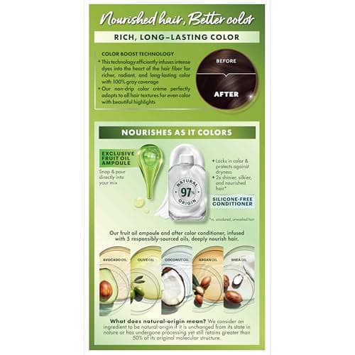 Garnier Nutrisse Ultra Crème Hair Color, Permanent Hair Dye with 100% Gray Coverage, Vegan & Cruelty-Free, 40 Dark Brown (Dark Chocolate), 1 Count — view 12