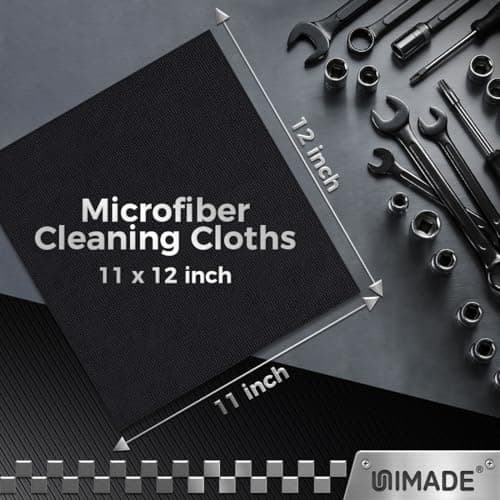 UNIMADE Microfiber Cleaning Cloth, 24 Pack Reusable Microfiber Towels for Cars Lint Free Cleaning Shop Towel Rags for Home Kitchen Automotive Bar Mechanic Restaurant Garage, 11"x 12", Black — view 2