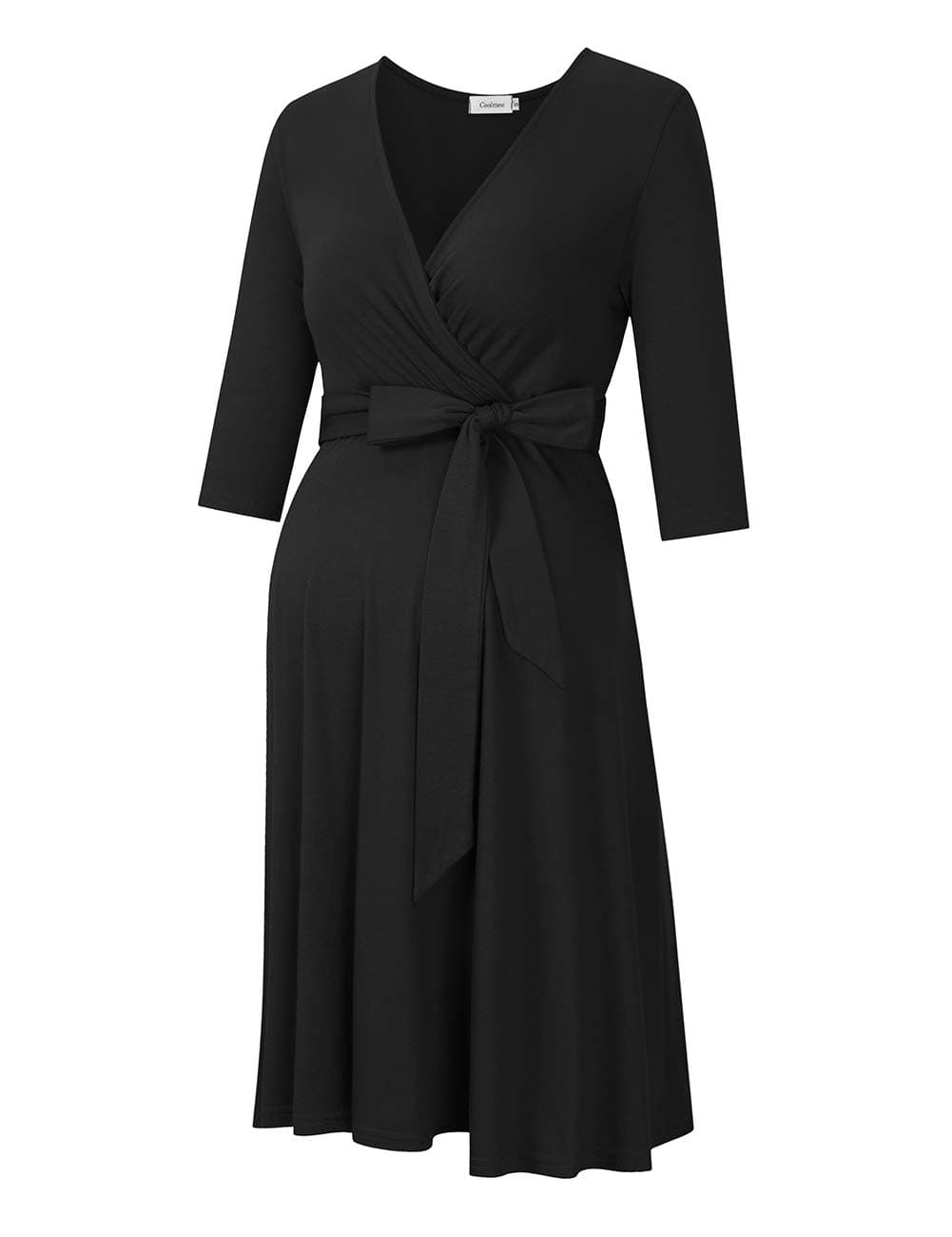 KOJOOIN Womens Maternity Dress Nursing Dresses Pregnancy Dress Breastfeeding Dress 3/4 Sleeve A-Line V-Neck Dress — view 3
