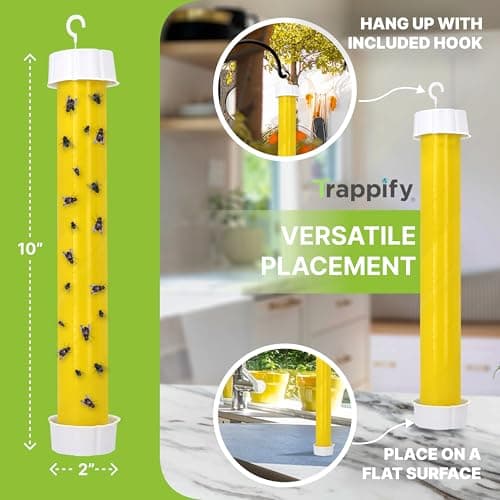 Trappify Hanging Fly Traps Outdoor: Fruit Fly Traps for Indoors | Fly Catcher, Gnat, Mosquito, & Flying Insect Catchers for Inside Home - Disposable Sticky Fly Trap for Indoor House Pest Control (2) — view 3