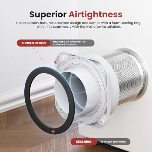 JEEVONY Magnetic Dryer Vent Coupling FR ABS V-0 Dryer Vent Connector Kit Airtight Seal Easy to Clean Quick Connector Including a 2.6ft 4" Duct and two Clamps, White, SDV180 — view 2