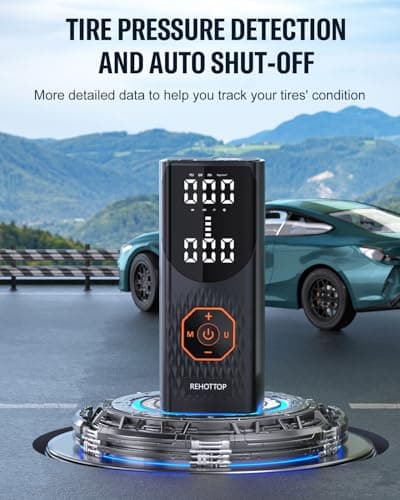 160PSI Tire Inflator Portable Air Compressor - 6X Faster Inflation, Cordless Air Pump for Car Tires with Digital Pressure Gauge, LED Light and Auto Shut-Off Function for Car — view 3