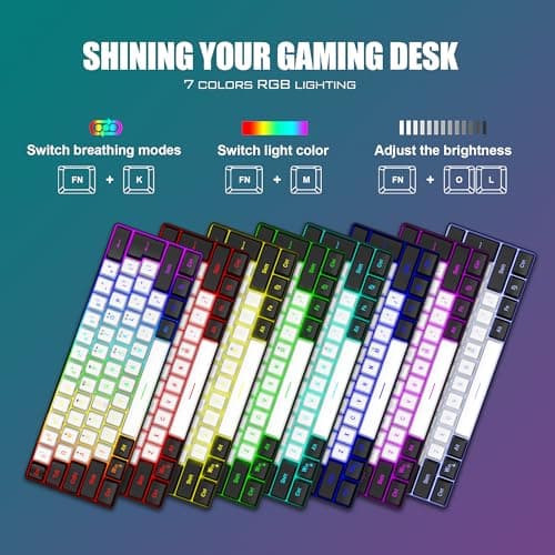 RedThunder 60% Gaming Keyboard and Mouse Combo, Ultra-Compact 61 Keys RGB Backlit Mini Keyboard, Lightweight 7200 DPI Honeycomb Optical Mouse, RGB Wired Gaming Set for PC PS5 Xbox Gamer(WhiteBlack)