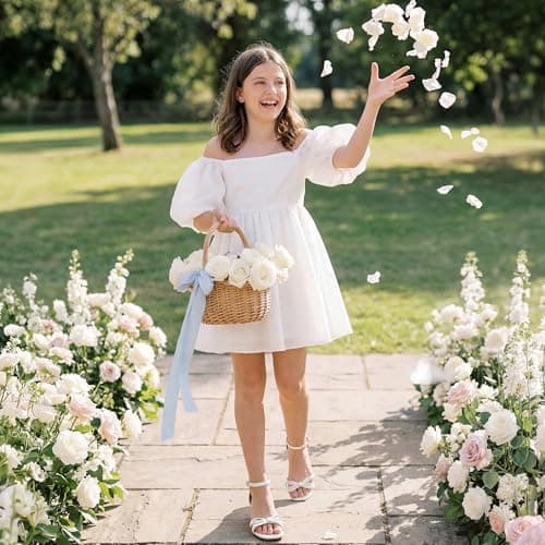 Furdeour Girls High Heels Kids Sandals Flower Girl Shoes Dress Shoe Size 4 White Teen Party Easter Dance 12 Year Big Kid Daughter Pageant Communion Formal Dressy Zapatos Para Niñas (F2909 White 4) — view 7