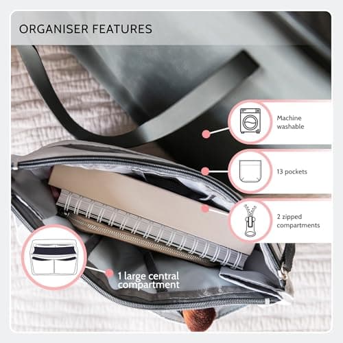 Periea 'Mags' Luxury Plaid Medium Handbag Organizer Insert - (White and Black Tartan) — view 3