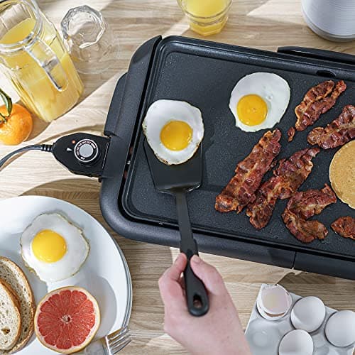 bella Electric Griddle with Warming Tray - Smokeless Indoor Grill, Nonstick Surface, Adjustable Temperature & Cool-touch Handles, 10" x 18", Copper/Black, PFOA & PTFE Free — view 6