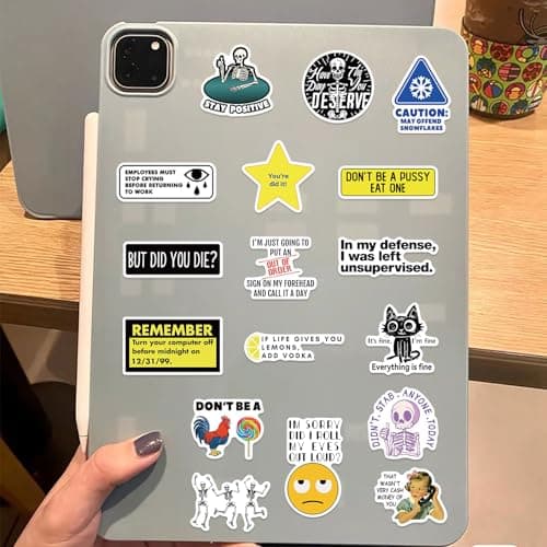 100 PCS Funny Stickers for Adults, Waterproof Vinyl Sticker Pack, Vintage Patchwork Positive + Chaos Meme Negative, Positive + Negative Contrast Decals for Laptop, Water Bottle, Journal — view 6