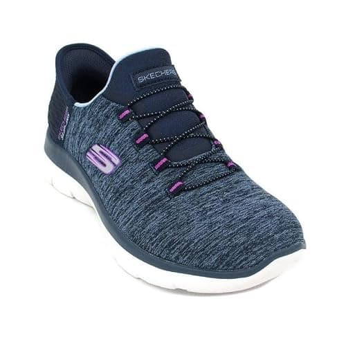 Skechers Women's Summits Hands-Free Slip-Ins – Memory Foam Insole, Heel Pillow, Vegan Materials Sneaker, Navy Purple, 5 — view 3