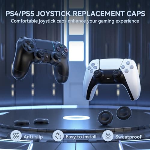 12-Pack Black Joystick Replacement Caps Compatible with PS4/PS5 - Non-Slip, Anti-Glue, Fingerprint-Proof Compatible with for Someone — view 3