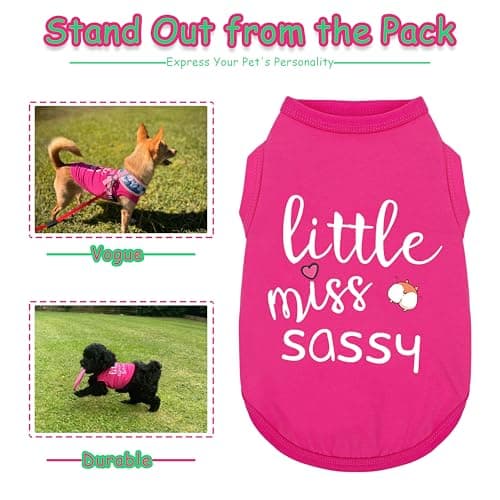 Paiaite Dog Clothes Fashionable Sleeveless Pet Vest: 'Little Miss Sassy' Printed Cotton Dog Shirt, Ideal for Small, Medium, and Large Breeds, Ensuring Comfort and Breathability Rose Red M — view 2
