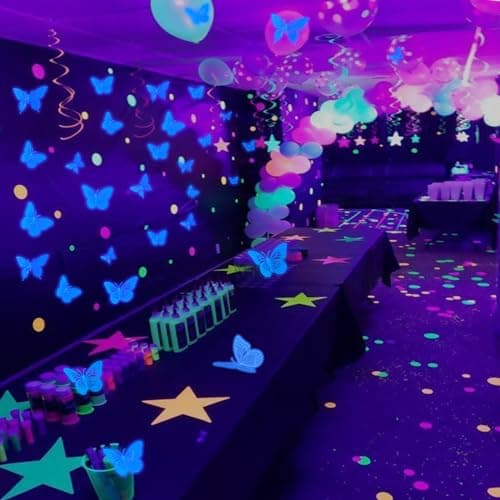SAOROPEB Glow in The Dark 3D Butterfly 24 Pcs 3 Sizes, Luminous Butterfly Stickers for Ceiling or Wall, Glow in The Dark Party Supplies, Removable Luminous Stickers for Kids Babys Nursery (Blue) — view 2