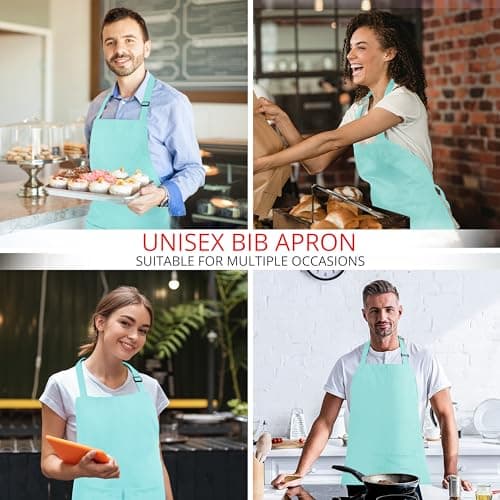 Utopia Kitchen 2 Pack Bib Apron, Adjustable with 2 Pockets, Water and Oil Resistant, Cooking Kitchen Chef Apron for Women Men — view 4
