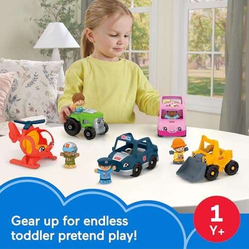 Fisher-Price Little People Toddler Toys Activity Vehicles & Figures Set, 10 Pieces for Preschool Pretend Play Kids Ages 1+ Years