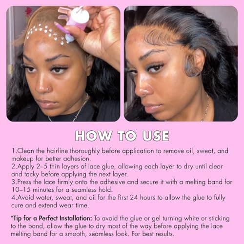 Extreme Hold Lace Glue for Wigs, Waterproof, Invisible Bonding, 1.285 Ounce 36pcs Lace Wig Tape Double Sided Waterproof Lace Front Tape(Glue-3pcs kit) — view 3