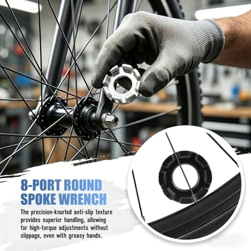 5 PCS Bicycle Spoke Wrench Tool, Portable Bike Tools with Tire Lever, Spoke Torque Wrench Kit for 10-15 Gauge Adjuster Cycling Wheel Tension and Electric Vehicle — view 3