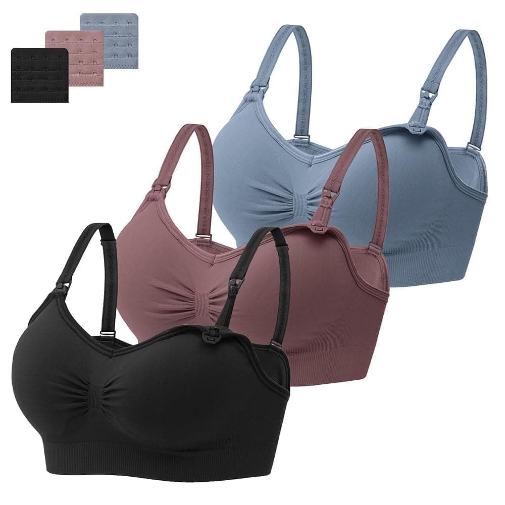 HBselect 3 Pack Women’s Nursing Bra Wireless Seamless Maternity Bra Breastfeeding Bras Bralette with Removable Bra Pads Extenders — view 7