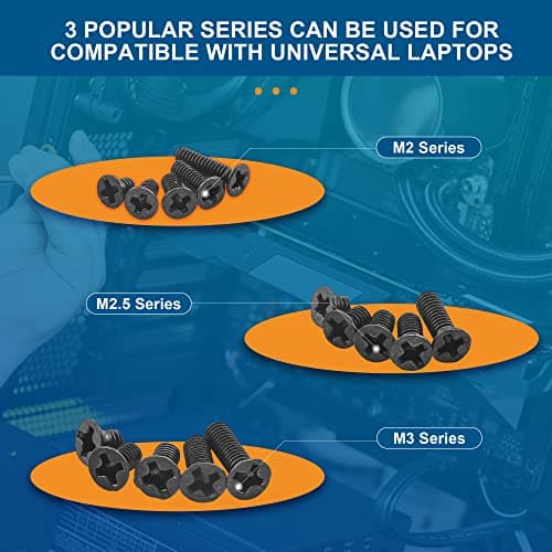 NINDEJIN Laptop Computer Screw Kit, M2 M2.5 M3 Countersunk Flat Head Phillips Mini Screws Set, Replacement Part Electronic Repair Accessories — view 2