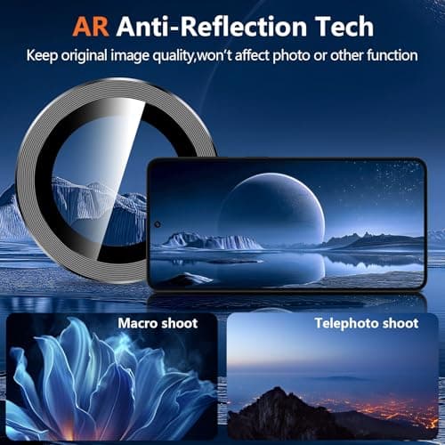 Avocase for Samsung Galaxy S26 Camera Lens Protector, Individual Metal Ring Tempered Glass Lens Cover, [Strong Adsorption] Scratch Resistant Ultra-Thin HD Clear Lens Cover, 1 Set-Black — view 2