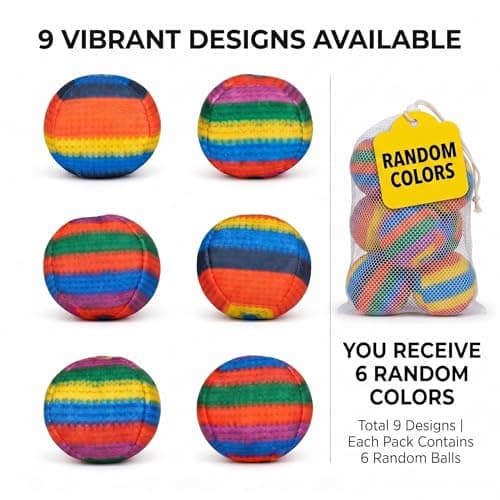 TICHA 6-Pack Hacky Footbag Sack Set – Soft Kick Sack Balls for Adults & Beginners – Durable Juggling & Outdoor Game – Portable Fun for Beach, Camping, Backyard & Summer Party