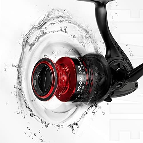 Piscifun Flame Spinning Reels, Ultralight Spinning Fishing Reel with 5.2:1 High Speed Gear Ratio, 13.2LBs Max Drag, Lightweight 9+1BB Ultra Smooth Fishing Reels, 2000 Series, Red. — view 3