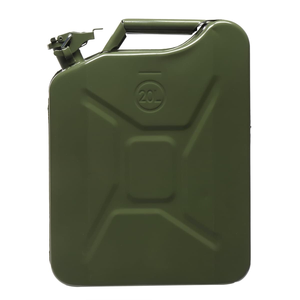 Karlhome 20 L Metal Gas Can Fuel Tank Can Petrol Diesel Storage Can Portable with Flexible Spout, for Automobile Vehicle Off Road Emergency Supply, Green — view 3