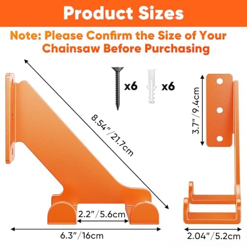 POKIPO Chainsaw Hanger, 2 Pack Chainsaw Holder Wall Mount Heavy Duty Metal Chainsaw Chain Hook Storage Loads 70 lbs Accessories Chainsaw Rack Organizer Save Space for Garden, Garage, Workshop