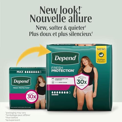 Depend Fresh Protection Adult Incontinence Underwear for Women (Formerly Depend Fit-Flex), Disposable, Maximum, Medium, Blush, 76 Count (2 Packs of 38) — view 2