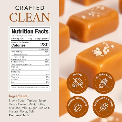 Béquet Celtic Sea Salt Caramels – Soft, Individually Wrapped Gourmet Caramel Candy, Gluten‑Free & Kosher – 24 oz Resealable Pouch