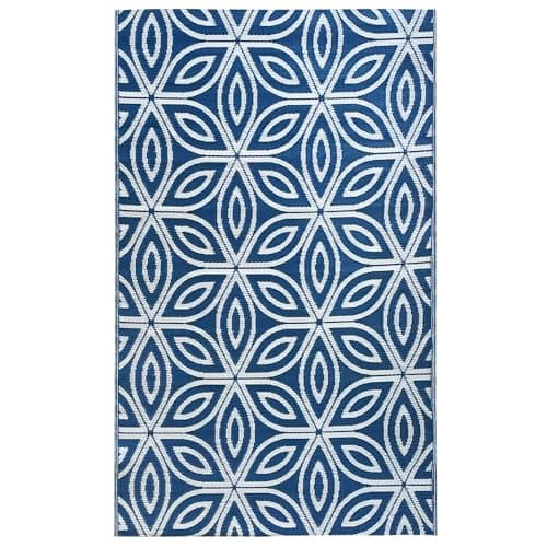 ICustomRug Outdoor Rug Mat- Floral Blue 5'X8' Reversible Picnic and Beach Area Rug, Perfect for Patio, Camping, Sunroom, and Any Outdoor Space — view 2