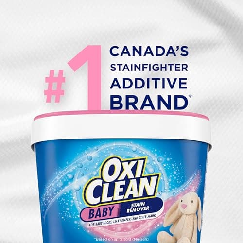 OxiClean All-Purpose Baby Enzyme Stain Remover Powder for Cloth Diapers, Bedding, Blankets, and Upholstery - Colour Safe, Chlorine Bleach, Fragrance Free, 1.36 kg — view 6