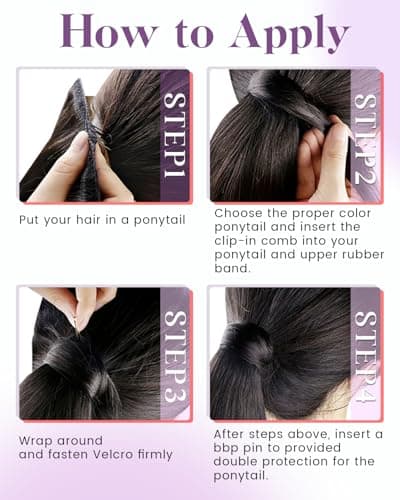 LaaVoo Ponytail Extension Human Hair Brown Pony Tails Hair Extensions Natural Brown Human Hair Ponytail Extensions Short Straight 12 Inch 70g — view 5