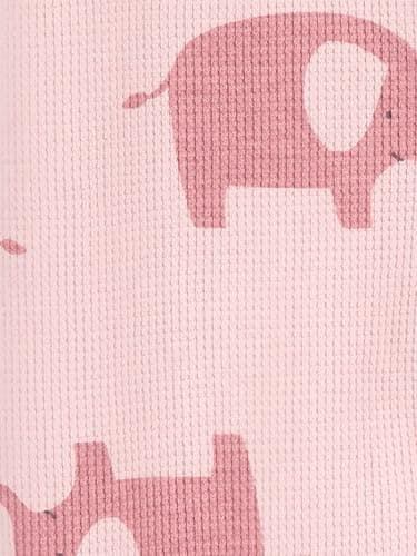 Simple Joys by Carter's Girls' Baby 2-Pack 2-Way Zip Thermal Footed Sleep and Play, Ivory, Floral/Elephants, Newborn — view 2