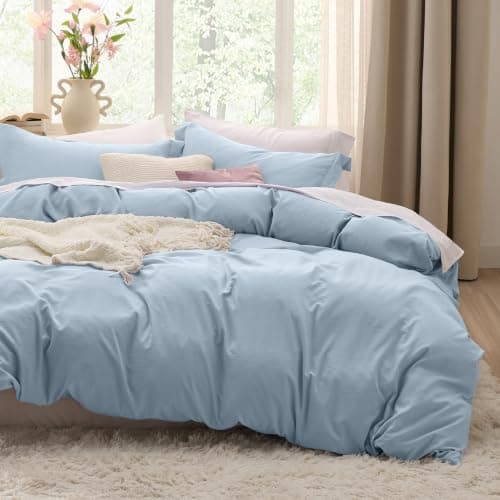 Bedsure Celestial Blue Duvet Cover King Size - 3 Pieces Prewashed Cotton-Like Polyester Extra Soft Bedding Set, Includes 1 Duvet Cover 104x90 Inches with Zipper Closure & 2 Pillow Shams, No Comforter