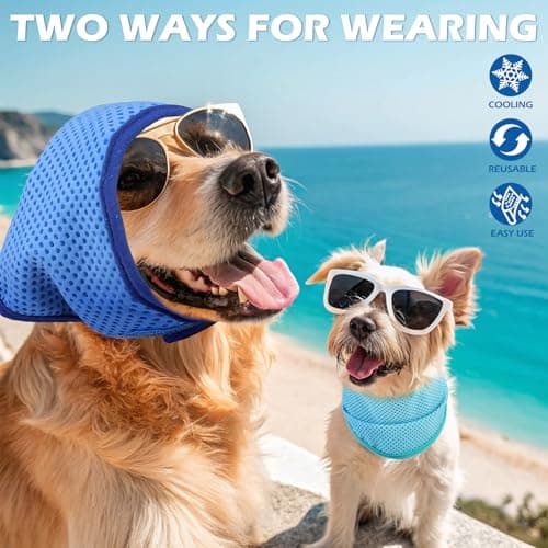 EXPAWLORER Dog Cooling Bandana - 2 Pack Instant Cooling Dog Bandanas, Chill Out Pet Cool Scarf Summer Essentials Ice Neck Cooler Wrap, Prevent Sunstroke for Small Medium Large Dogs, Navy Green XL — view 4