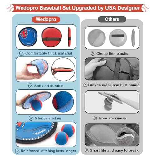 Toss and Catch Ball Game, Kids Toddler Baseball Glove & Catch Ball Toys, Outdoor Games for Family, Toys for Beach Yard Pool Outside, Birthday Easter Gift for Ages 3 4 5 6 7 8-12 Year Old Boys Girls — view 2