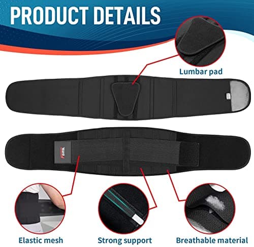 FEATOL Back Brace Support Belt-Lumbar Support Back Brace for Back Pain, Sciatica, Scoliosis, Herniated Disc Adjustable Support Straps-Lower Back Brace with Removable Lumbar Pad for Men & Women — view 2