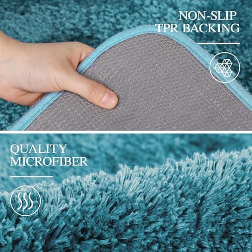 Walensee Bath Rug for Bathroom Non Slip Bathroom Mat (20 x 32, Teal) Water Absorbent Soft Microfiber Shaggy Bathroom Rug Machine Washable Bath Mat for Bathroom Thick Plush Shower Mat — view 4
