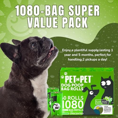 Pet N Pet Dog Poop Bags - USDA Certified 41% Plant-Based Doggy Poop Bags - Leak-Proof Sac Caca Chien Refill Rolls (1080 Count, Unscented, Green) — view 3