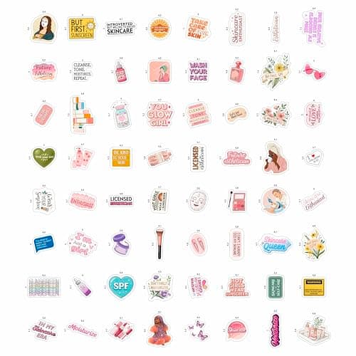 100Pcs Esthetician Stickers for Laptop, Skincare Stickers - Esthetician Party Supplies, Gifts - Gift for Women & Men — view 3