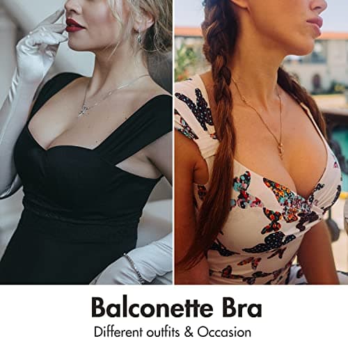 DELIMIRA Women's Balconette Bra Plus Size Full Coverage Tshirt Seamless Underwire Bras Back Smoothing Black 44C — view 3