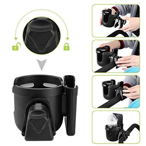 Accmor Stroller Cup Holder with Phone Holder, Bike Cup Holder, Universal Cup Holder for Uppababy Nuna Doona Strollers, 2-in-1 Cup Holder for Walker, Wheelchair, Scooter — view 4