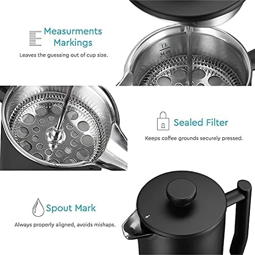 French Press Coffee Maker - 50oz Stainless Steel, Insulated Coffee Press — view 3