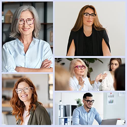 XXZQRYHN Reading Glasses for Women - Square Fashion Readers for Women Blue Light Blocking with Spring Hinge (Mix7, 2.00x) — view 2