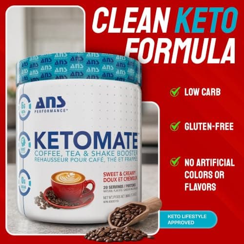 ANS Performance Ketomate Coffee Creamer With MCT Oil Powder, Delicious, Sugar Free Creamer For Coffee, Tea & Shakes, Perfect Keto Energy Powder, Milk Substitute, 20 Servings, Sweet and Creamy - 300 g / 10.6 oz — view 4