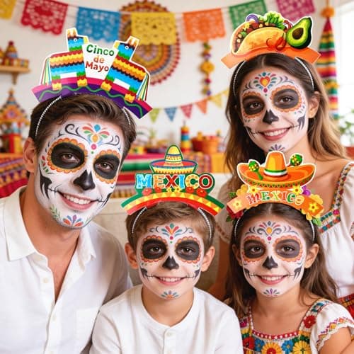 ZWLIYCHN 12Pcs Cinco de Mayo Sombrero Headbands Mexican Cardboard Headband Fiesta Head Topper for Mexican Party Supplies — view 3