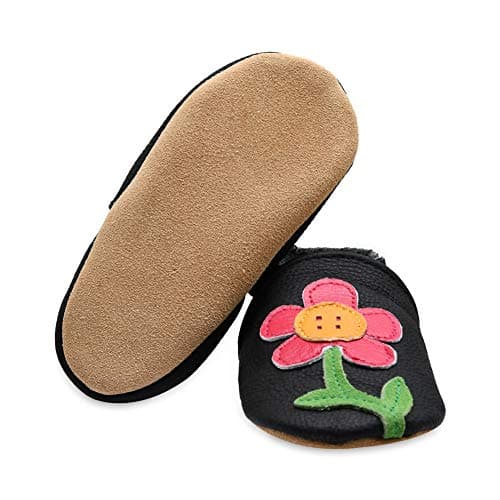 iEvolve Baby Shoes Baby Toddler Soft Sole Prewalker Baby First Walking Shoes Crib Shoes Baby Moccasins(Black Flower, 12-18 Months) — view 4