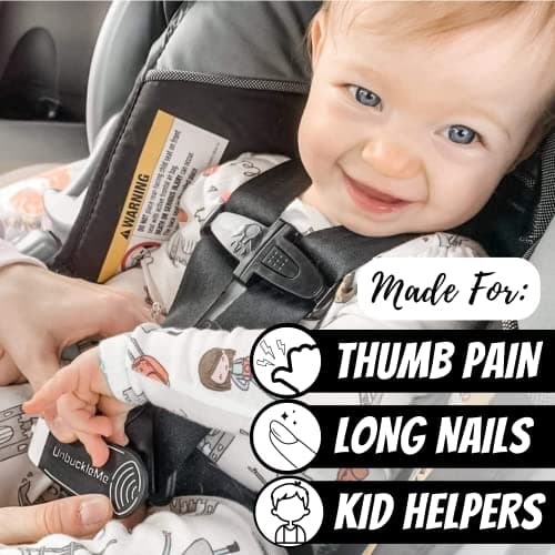 UnbuckleMe Car Seat Buckle Release Tool - Easy Opener Aid for Arthritis, Long Nails, Older Kids - Button Pusher for Infant, Toddler, Convertible 5 pt Harness car Seats - As Seen on Shark Tank (Gray) — view 2
