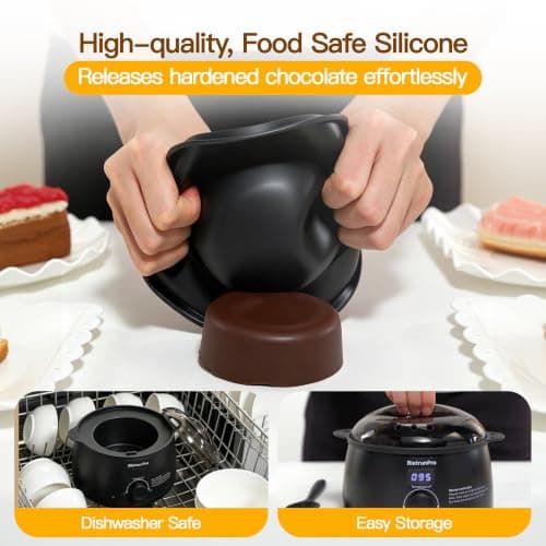Chocolate Melting Pot Candy Melts Melter with 2 Insert Pots & Spoon, 400mL Electric Chocolate Melter, Adjustable 86°F-185°F Chocolate Melter for Candy, Fondue, Caramel, Butter & DIY Desserts — view 5