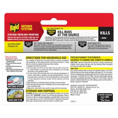Raid Ant Killer Baits, for Household Use, Kills the Colony, Kills Ants for 3 Months, Child Resistant, 4 Count — view 10